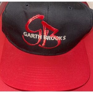 Vintage Garth Brooks Tour Hat Cap Snapback Red Black Embroidered‎ Adults